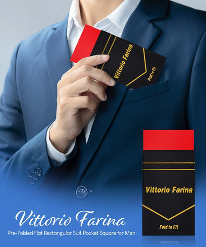 Vittorio Farina Men's Pre-Folded Pocket Square: Flat - Red - Pocket Square - Vittorio Farina