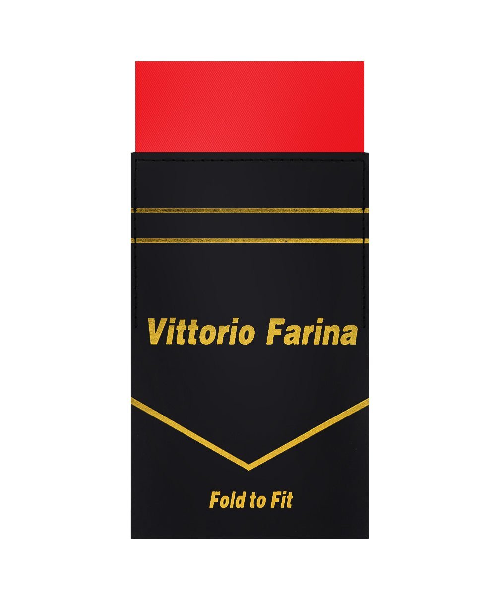 Vittorio Farina Men's Pre-Folded Pocket Square: Flat - Red - Pocket Square - Vittorio Farina