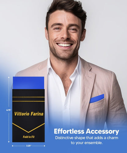 Vittorio Farina Men's Pre-Folded Pocket Square: Flat - Royal Blue - Pocket Square - Vittorio Farina