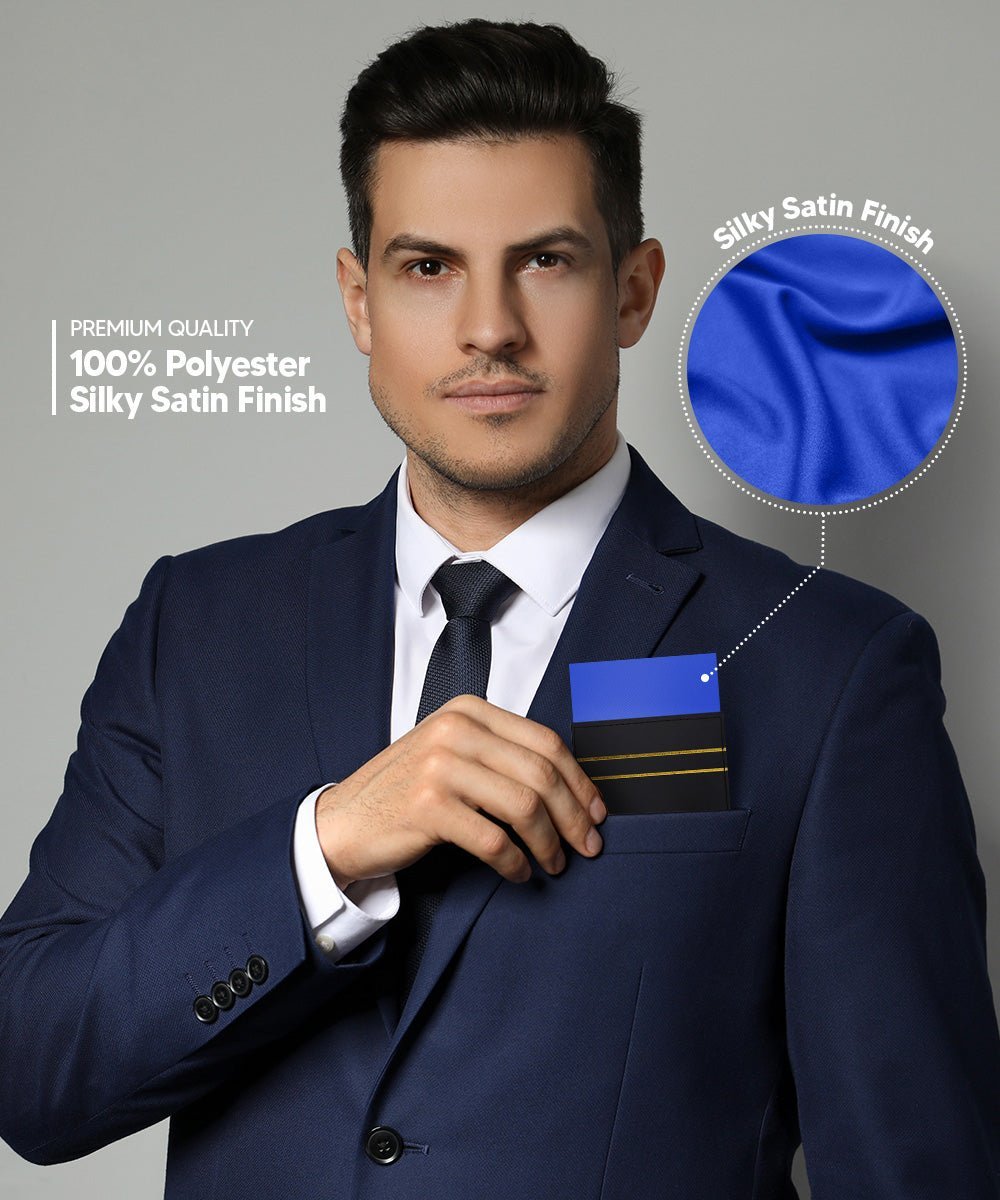 Vittorio Farina Men's Pre-Folded Pocket Square: Flat - Royal Blue - Pocket Square - Vittorio Farina