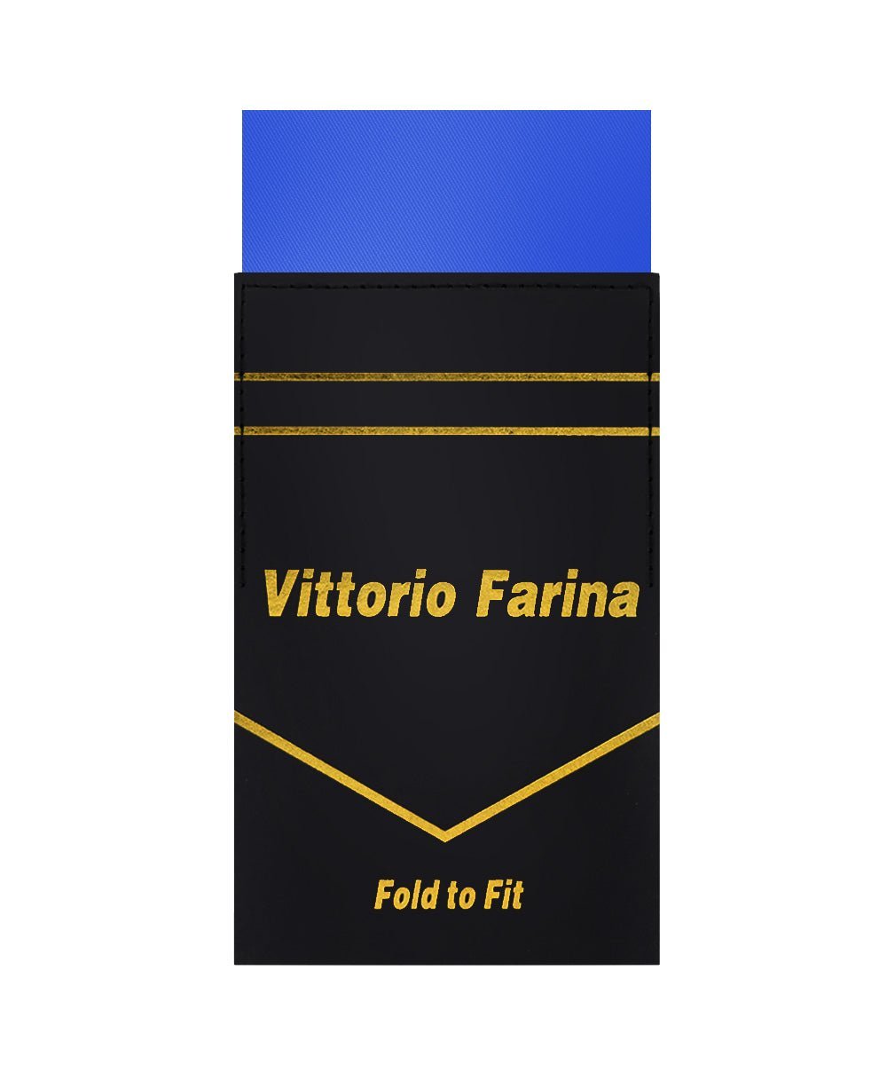 Vittorio Farina Men's Pre-Folded Pocket Square: Flat - Royal Blue - Pocket Square - Vittorio Farina