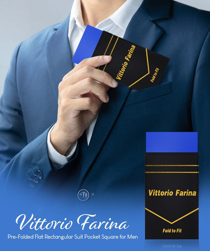 Vittorio Farina Men's Pre-Folded Pocket Square: Flat - Royal Blue - Pocket Square - Vittorio Farina