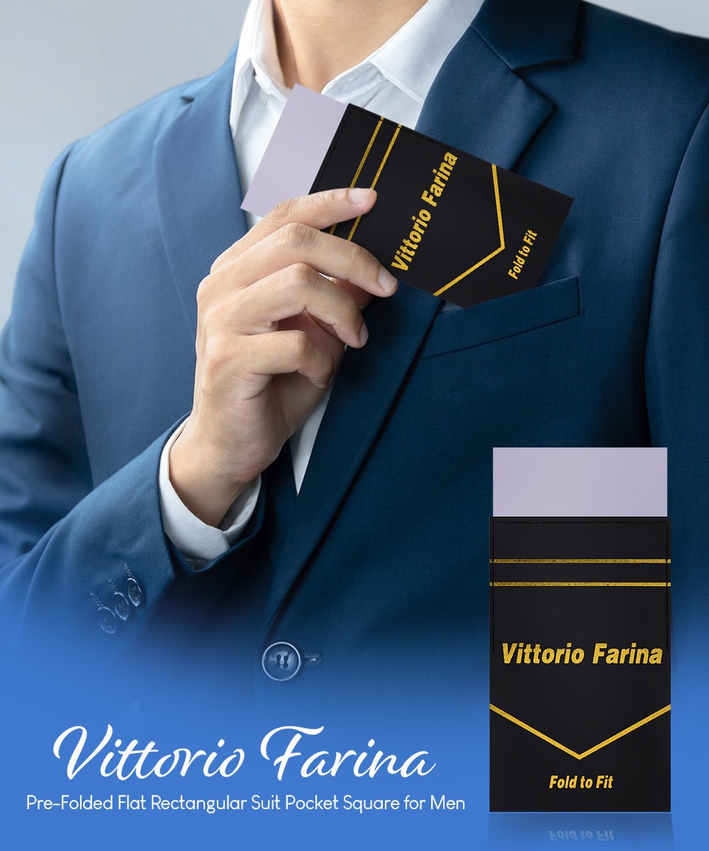 Vittorio Farina Men's Pre-Folded Pocket Square: Flat - Silver - Pocket Square - Vittorio Farina