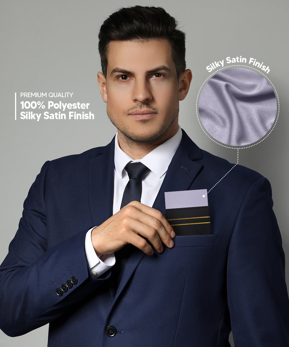 Vittorio Farina Men's Pre-Folded Pocket Square: Flat - Silver - Pocket Square - Vittorio Farina