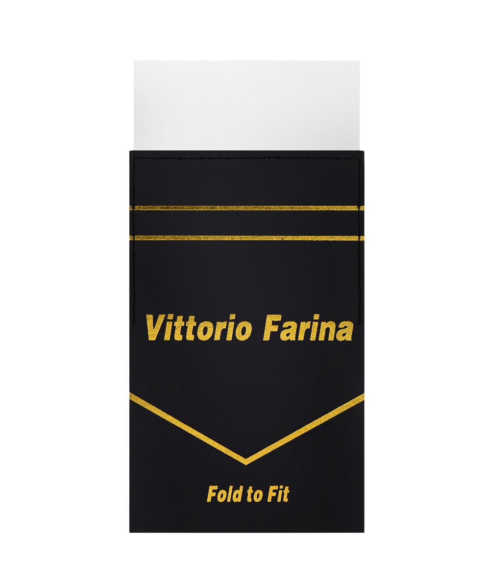 Vittorio Farina Men's Pre-Folded Pocket Square: Flat - White - Pocket Square - Vittorio Farina