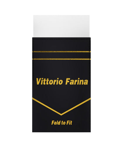 Vittorio Farina Men's Pre-Folded Pocket Square: Flat - White - Pocket Square - Vittorio Farina
