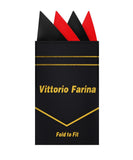 Vittorio Farina Men's Pre-Folded Pocket Square: Four-Point - Black and Red - Pocket Square - Vittorio Farina