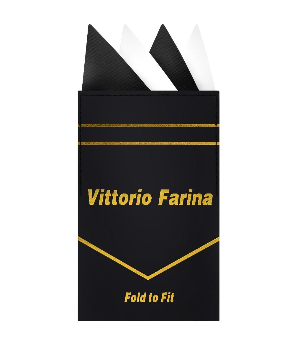 Vittorio Farina Men's Pre-Folded Pocket Square: Four-Point - Black and White - Pocket Square - Vittorio Farina
