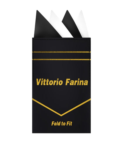 Vittorio Farina Men's Pre-Folded Pocket Square: Four-Point - Black and White - Pocket Square - Vittorio Farina