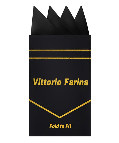 Vittorio Farina Men's Pre-Folded Pocket Square: Four-Point - Black - Pocket Square - Vittorio Farina