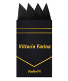 Vittorio Farina Men's Pre-Folded Pocket Square: Four-Point - Black - Pocket Square - Vittorio Farina
