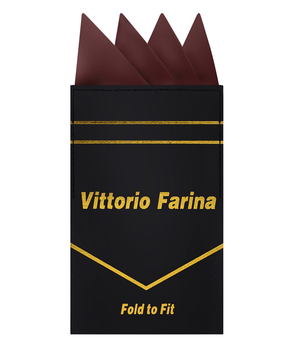 Vittorio Farina Men's Pre-Folded Pocket Square: Four-Point - Brown - Pocket Square - Vittorio Farina
