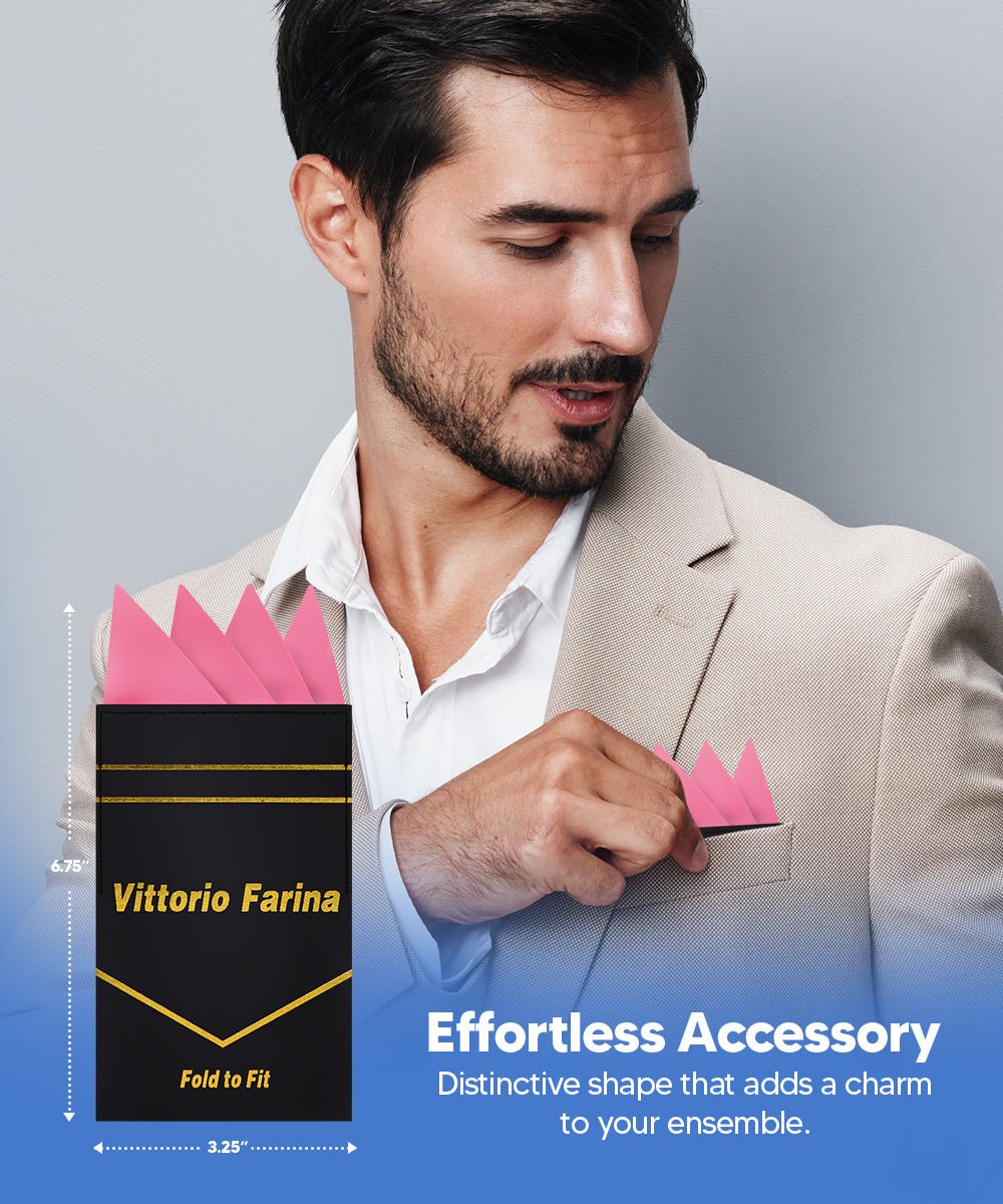 Vittorio Farina Men's Pre-Folded Pocket Square: Four-Point - Bubble Gum Pink - Pocket Square - Vittorio Farina