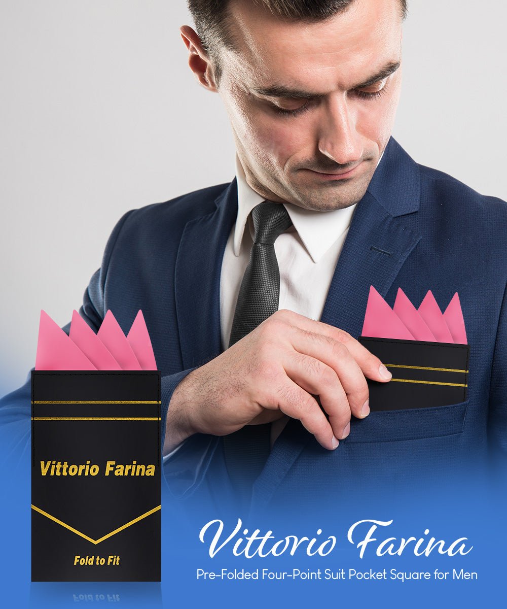 Vittorio Farina Men's Pre-Folded Pocket Square: Four-Point - Bubble Gum Pink - Pocket Square - Vittorio Farina
