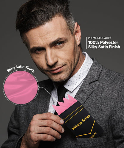 Vittorio Farina Men's Pre-Folded Pocket Square: Four-Point - Bubble Gum Pink - Pocket Square - Vittorio Farina
