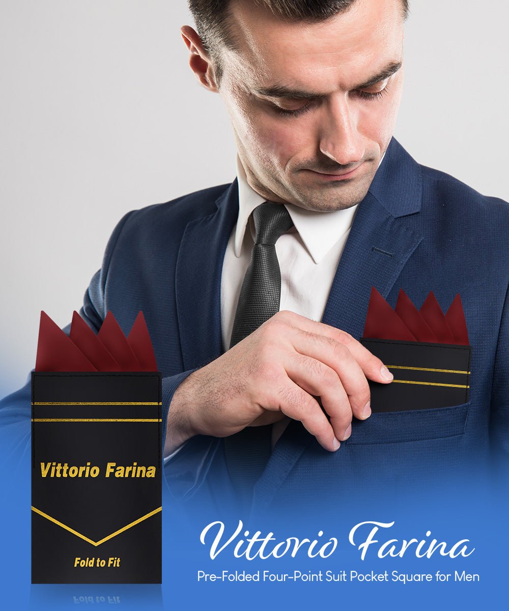 Vittorio Farina Men's Pre-Folded Pocket Square: Four-Point - Brown - Pocket Square - Vittorio Farina