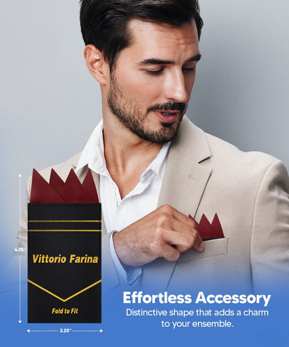 Vittorio Farina Men's Pre-Folded Pocket Square: Four-Point - Brown - Pocket Square - Vittorio Farina