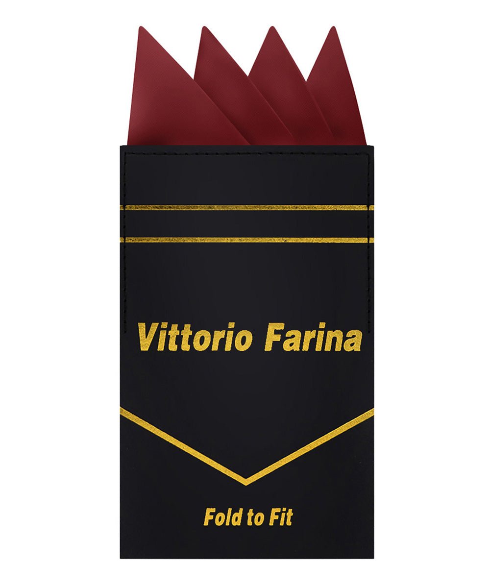 Vittorio Farina Men's Pre-Folded Pocket Square: Four-Point - Burgundy - Pocket Square - Vittorio Farina