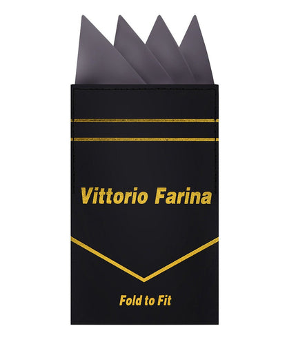 Vittorio Farina Men's Pre-Folded Pocket Square: Four-Point - Charcoal - Pocket Square - Vittorio Farina