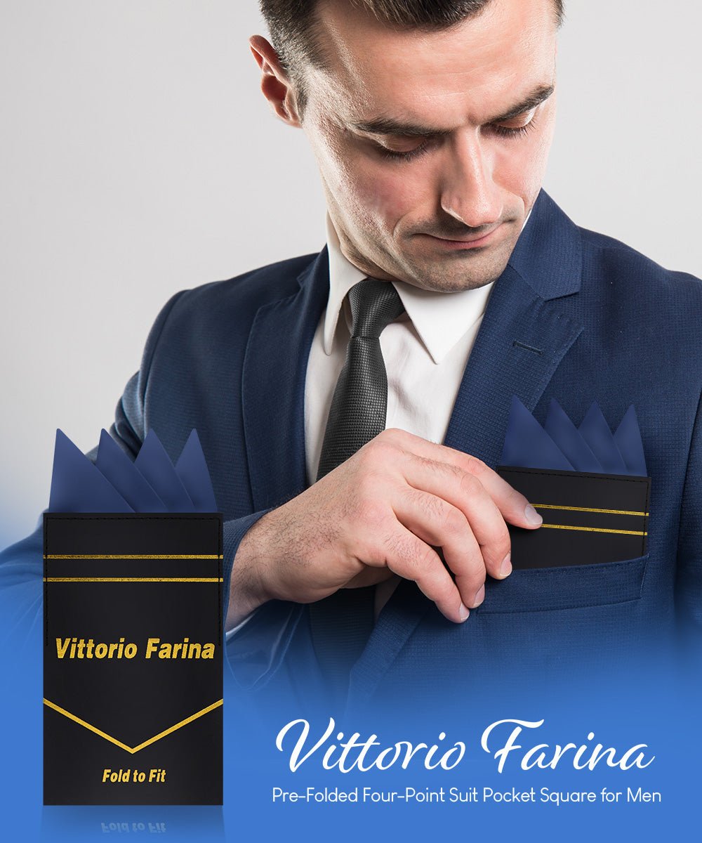 Vittorio Farina Men's Pre-Folded Pocket Square: Four-Point - French Blue - Pocket Square - Vittorio Farina