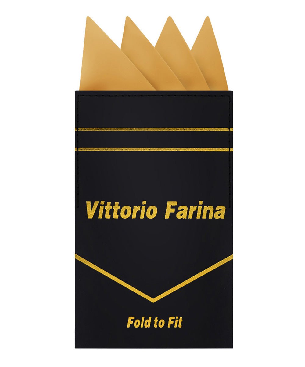 Vittorio Farina Men's Pre-Folded Pocket Square: Four-Point - Gold - Pocket Square - Vittorio Farina