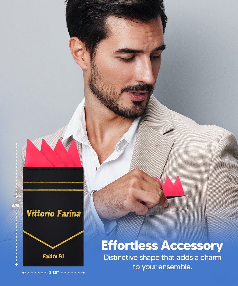 Vittorio Farina Men's Pre-Folded Pocket Square: Four-Point - Gold - Pocket Square - Vittorio Farina
