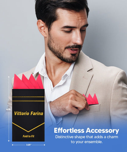 Vittorio Farina Men's Pre-Folded Pocket Square: Four-Point - Gold - Pocket Square - Vittorio Farina