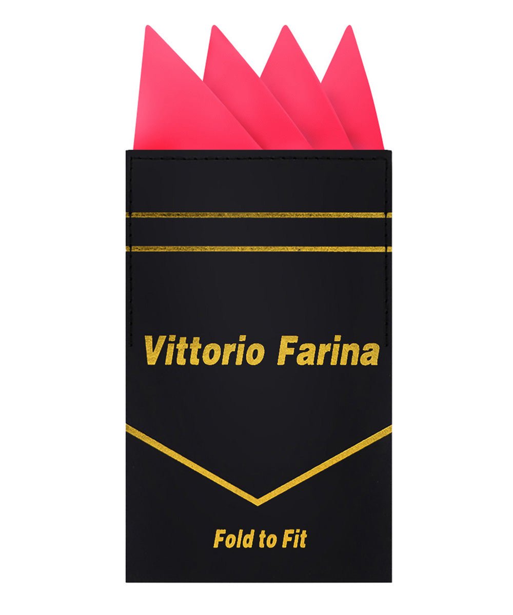Vittorio Farina Men's Pre-Folded Pocket Square: Four-Point - Hot Pink - Pocket Square - Vittorio Farina