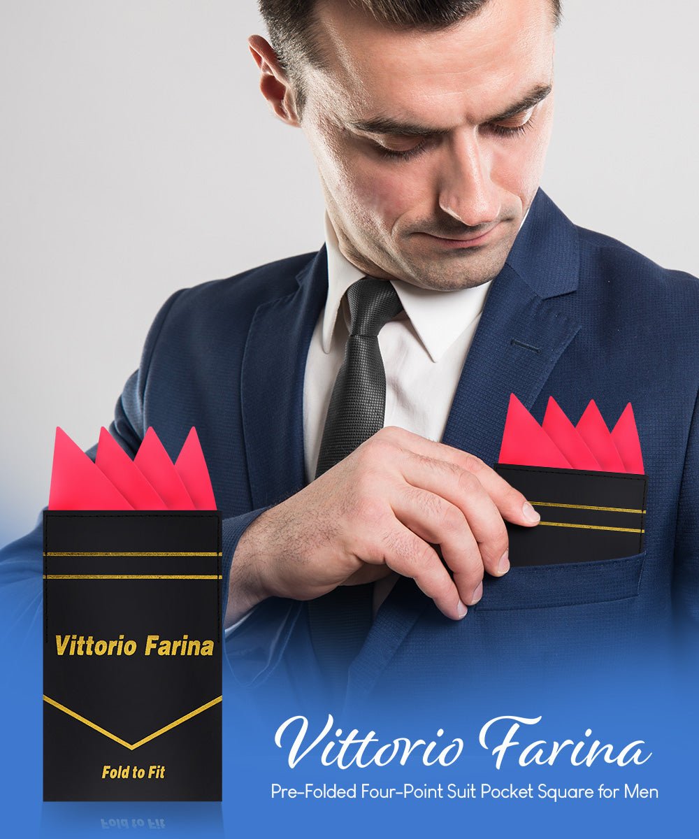 Vittorio Farina Men's Pre-Folded Pocket Square: Four-Point - Gold - Pocket Square - Vittorio Farina
