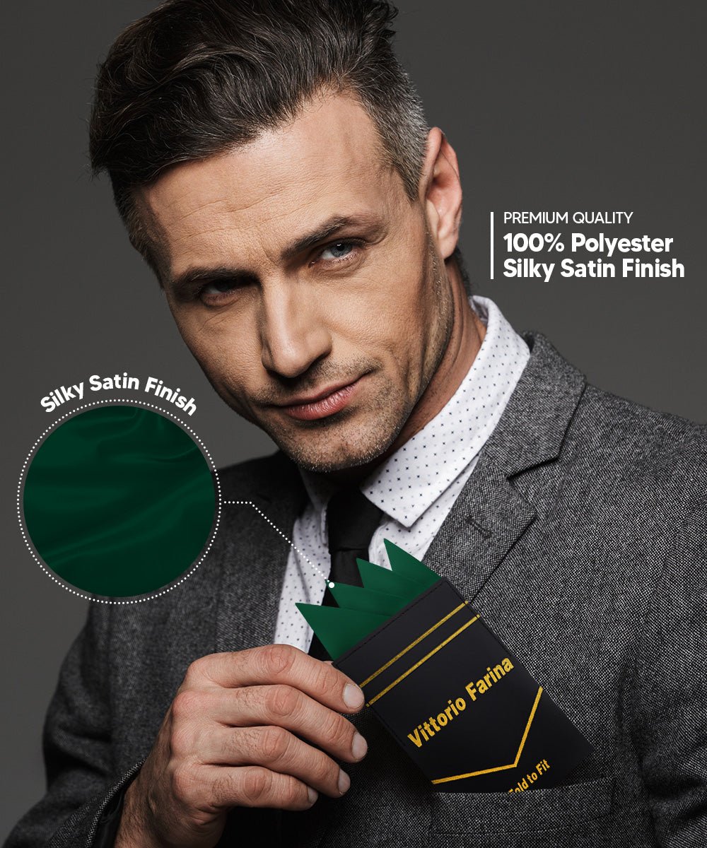 Vittorio Farina Men's Pre-Folded Pocket Square: Four-Point - Hunter Green - Pocket Square - Vittorio Farina