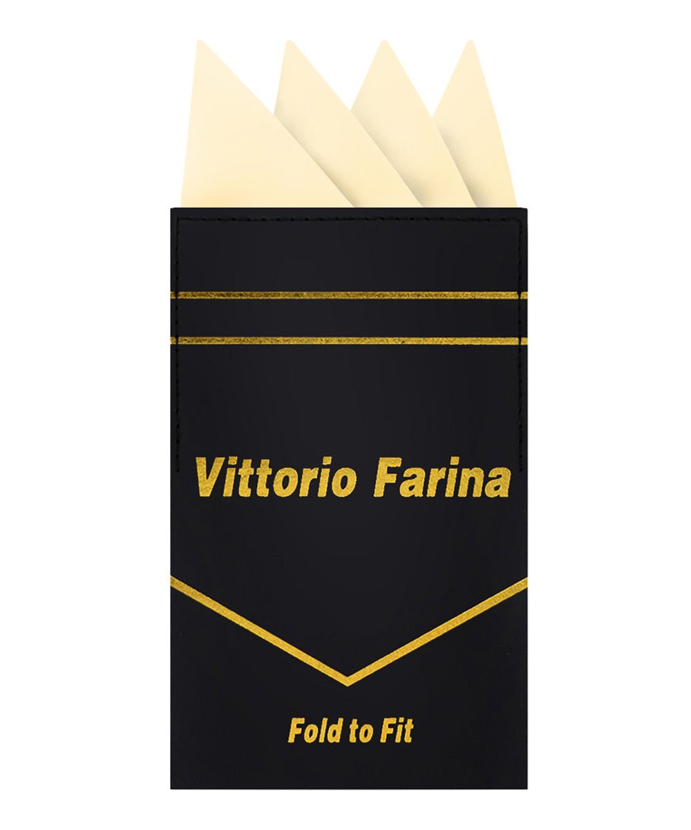 Vittorio Farina Men's Pre-Folded Pocket Square: Four-Point - Ivory - Pocket Square - Vittorio Farina