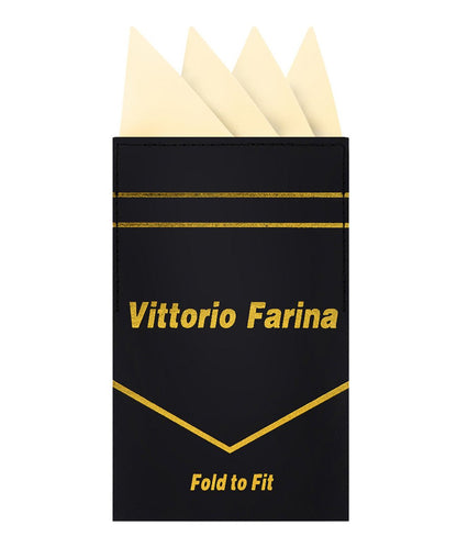 Vittorio Farina Men's Pre-Folded Pocket Square: Four-Point - Ivory - Pocket Square - Vittorio Farina