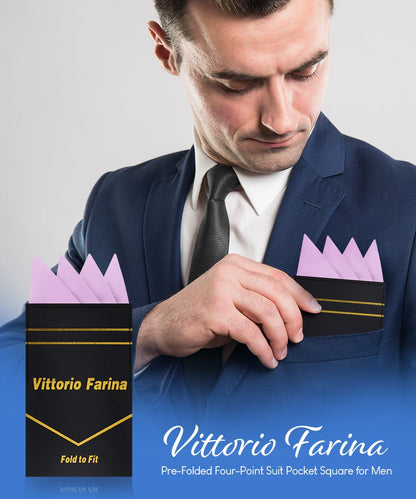 Vittorio Farina Men's Pre-Folded Pocket Square: Four-Point - Lavender - Pocket Square - Vittorio Farina