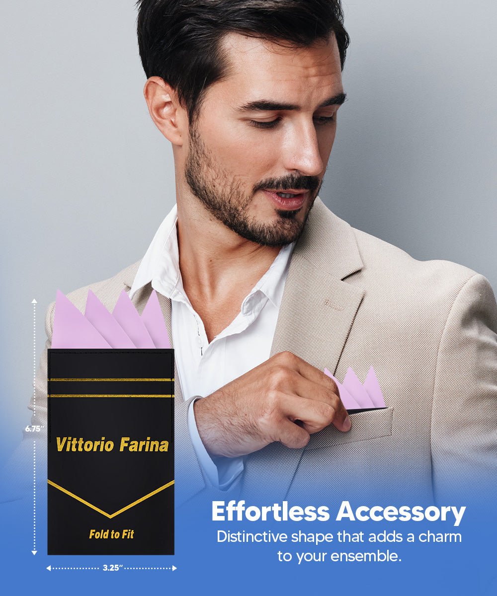 Vittorio Farina Men's Pre-Folded Pocket Square: Four-Point - Lavender - Pocket Square - Vittorio Farina