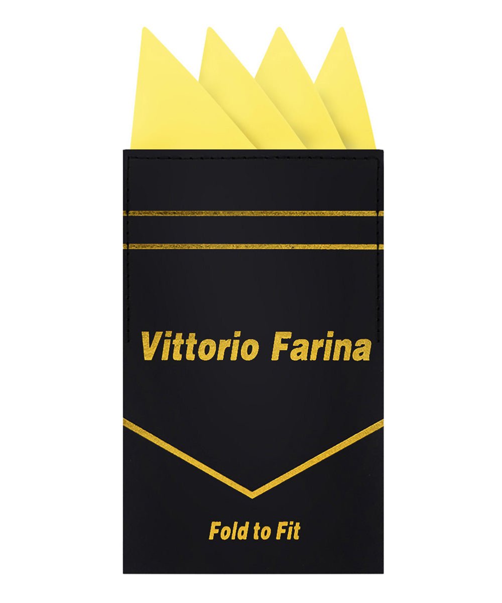 Vittorio Farina Men's Pre-Folded Pocket Square: Four-Point - Lemon - Pocket Square - Vittorio Farina