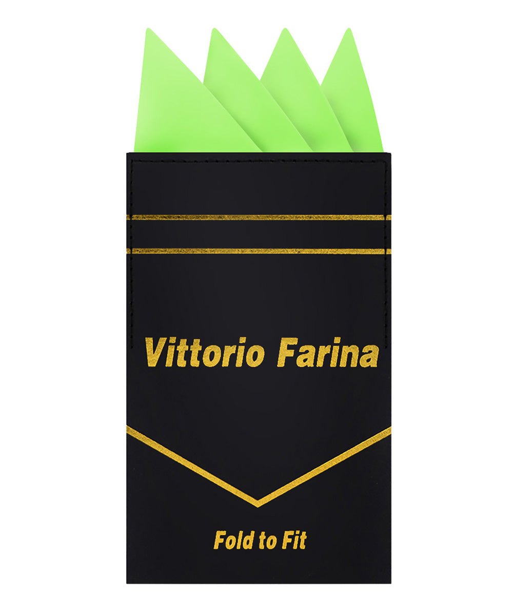 Vittorio Farina Men's Pre-Folded Pocket Square: Four-Point - Lime Green - Pocket Square - Vittorio Farina