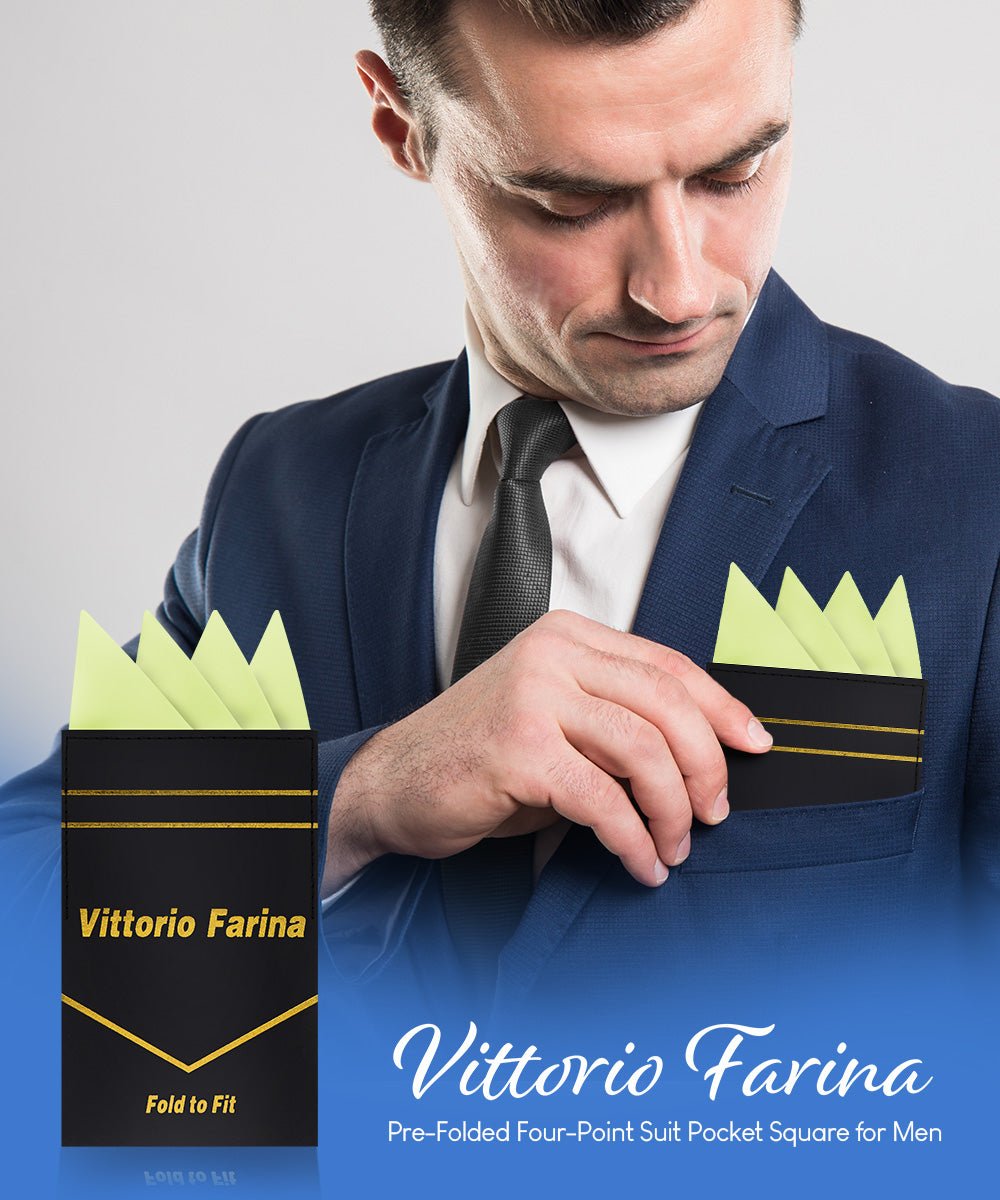 Vittorio Farina Men's Pre-Folded Pocket Square: Four-Point - Mint Green - Pocket Square - Vittorio Farina