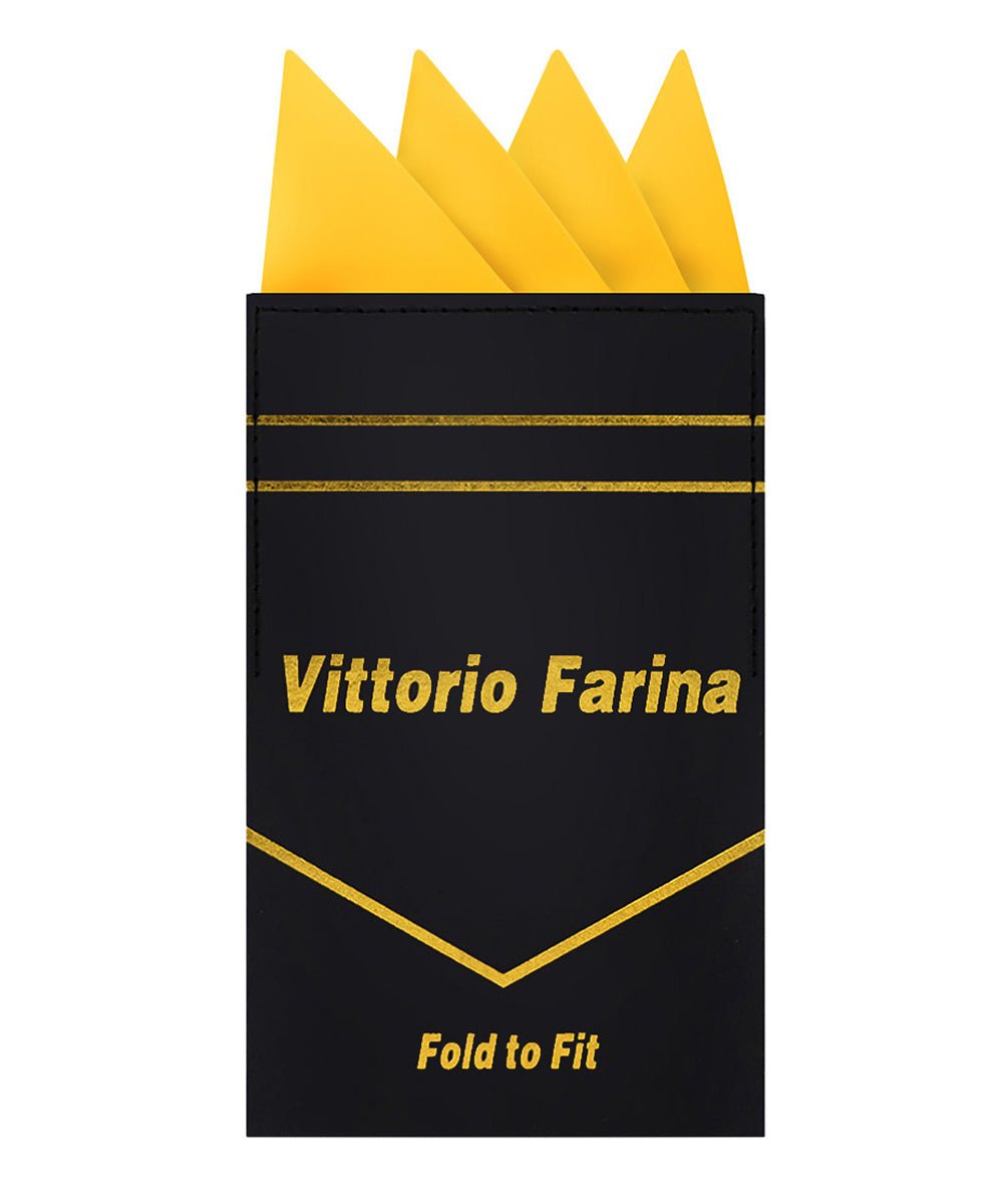 Vittorio Farina Men's Pre-Folded Pocket Square: Four-Point - Mustard Yellow - Pocket Square - Vittorio Farina