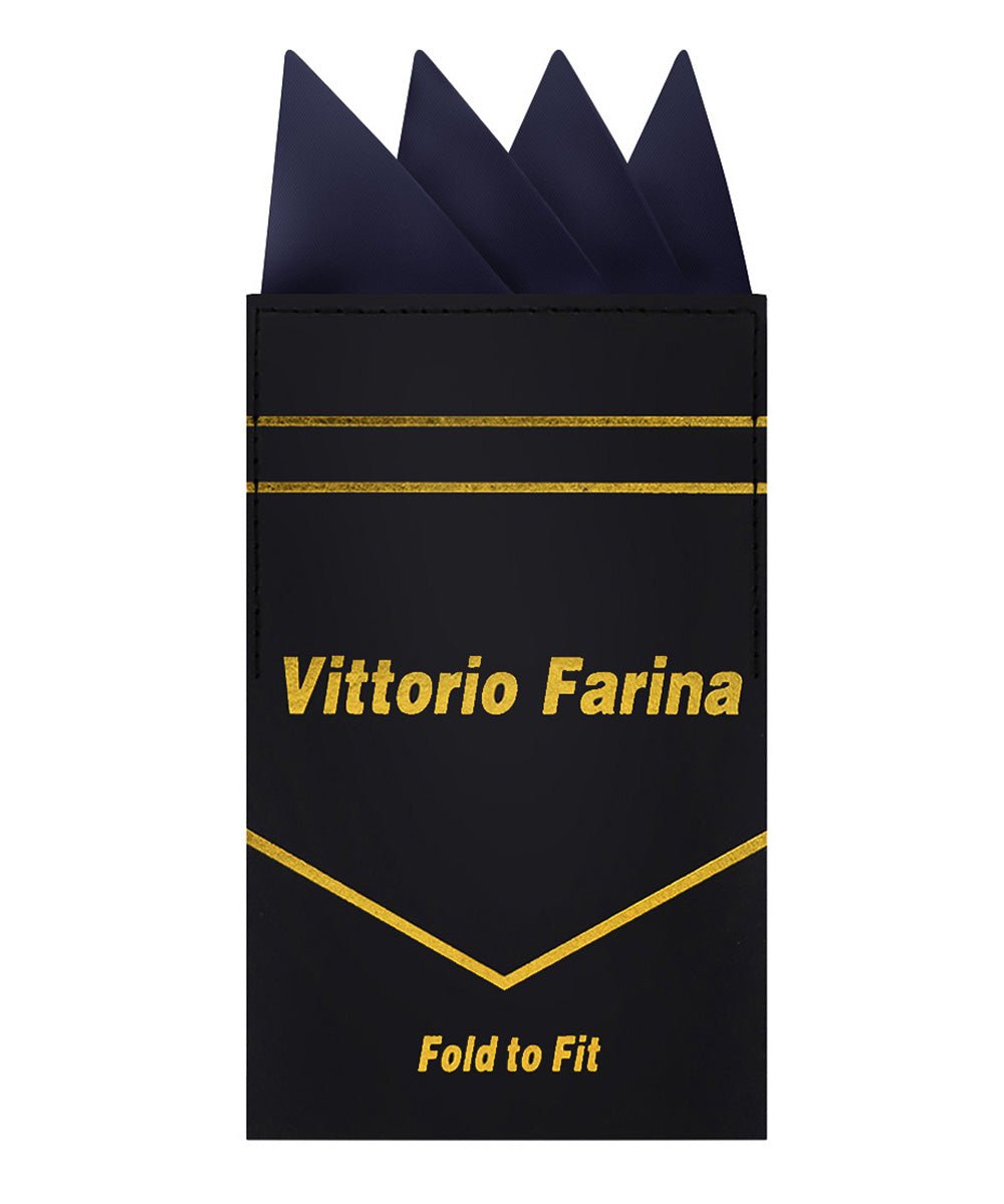 Vittorio Farina Men's Pre-Folded Pocket Square: Four-Point - Navy Blue - Pocket Square - Vittorio Farina