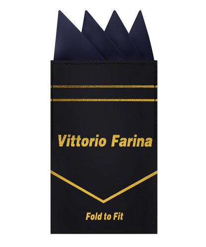 Vittorio Farina Men's Pre-Folded Pocket Square: Four-Point - Navy Blue - Pocket Square - Vittorio Farina