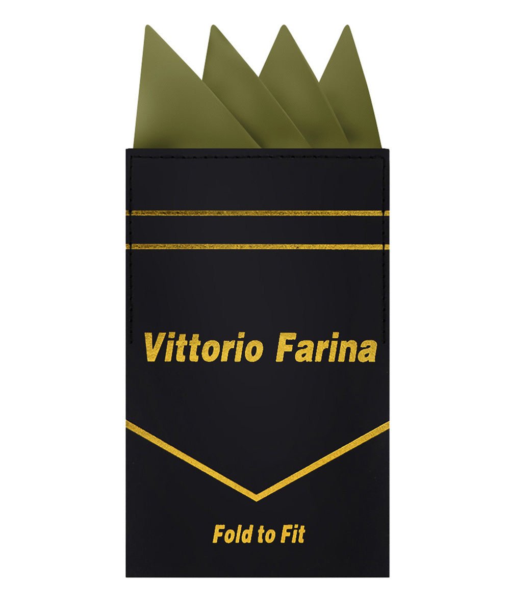 Vittorio Farina Men's Pre-Folded Pocket Square: Four-Point - Olive Green - Pocket Square - Vittorio Farina