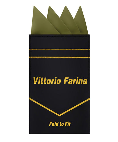 Vittorio Farina Men's Pre-Folded Pocket Square: Four-Point - Olive Green - Pocket Square - Vittorio Farina