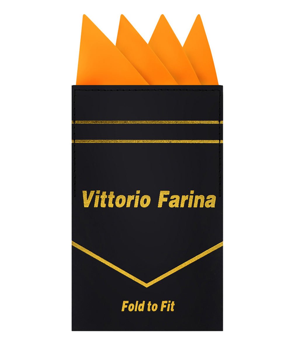 Vittorio Farina Men's Pre-Folded Pocket Square: Four-Point - Orange - Pocket Square - Vittorio Farina