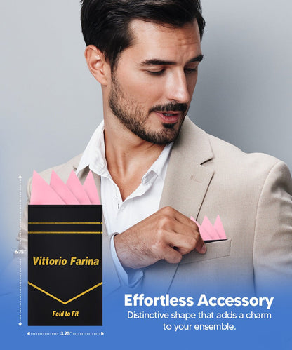 Vittorio Farina Men's Pre-Folded Pocket Square: Four-Point - Pink - Pocket Square - Vittorio Farina