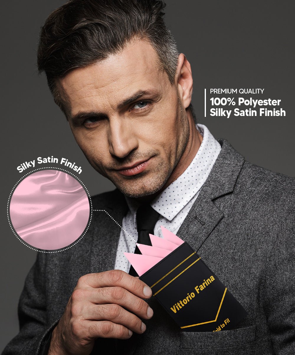 Vittorio Farina Men's Pre-Folded Pocket Square: Four-Point - Pink - Pocket Square - Vittorio Farina