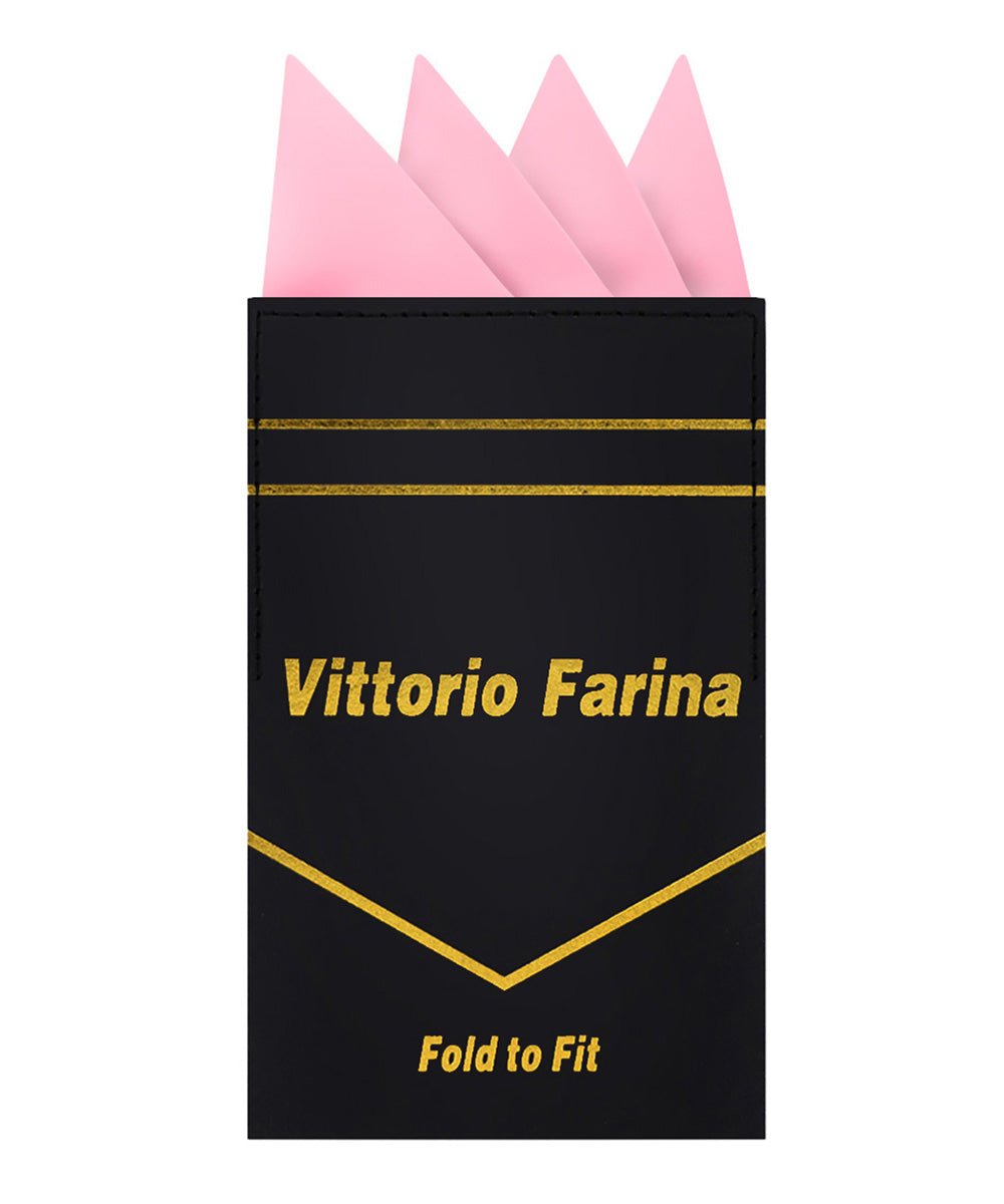 Vittorio Farina Men's Pre-Folded Pocket Square: Four-Point - Pink - Pocket Square - Vittorio Farina