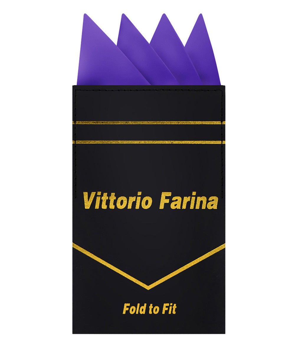Vittorio Farina Men's Pre-Folded Pocket Square: Four-Point - Purple - Pocket Square - Vittorio Farina