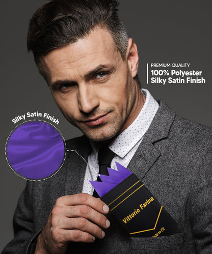 Vittorio Farina Men's Pre-Folded Pocket Square: Four-Point - Purple - Pocket Square - Vittorio Farina