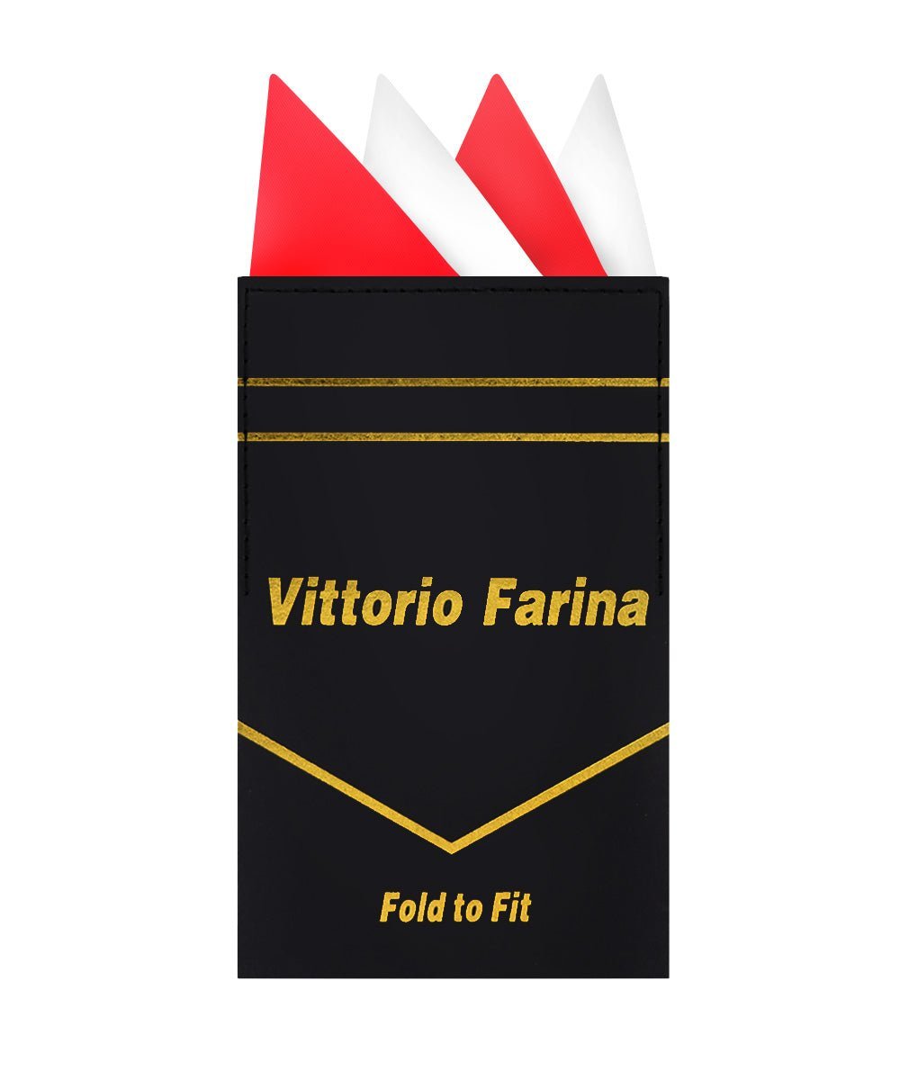 Vittorio Farina Men's Pre-Folded Pocket Square: Four-Point - Red and White - Pocket Square - Vittorio Farina