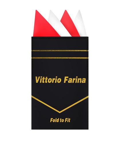 Vittorio Farina Men's Pre-Folded Pocket Square: Four-Point - Red and White - Pocket Square - Vittorio Farina